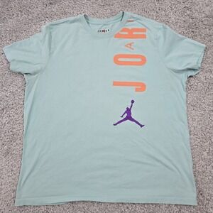 Jordan Men Blue Jumpman Logo Stretch Shirt Size XXL Y2K Streetwear‎ Athleisure
